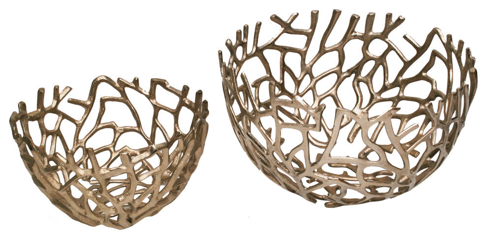 Contemporary Nest Bowls Silver Set of 2 - Silver