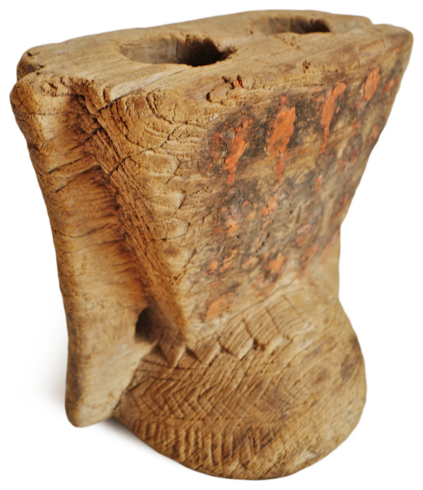 Consigned Rajasthan Village Wood Candle Stand 3