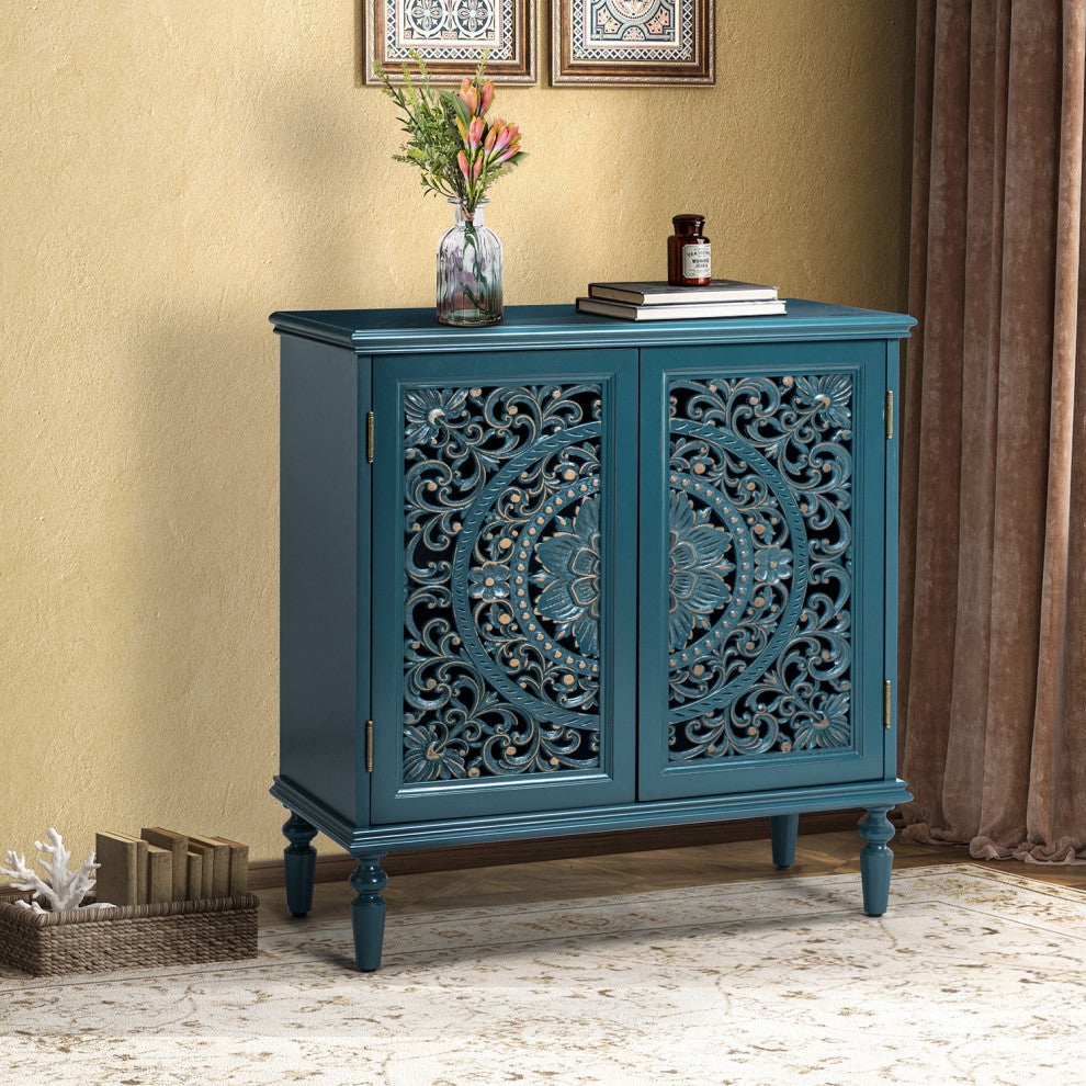 32" Tall 2-Door Accent Cabinet, Blue
