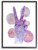 Purple Watercolor Peace Hand Sign with Abstract Shapes11x14