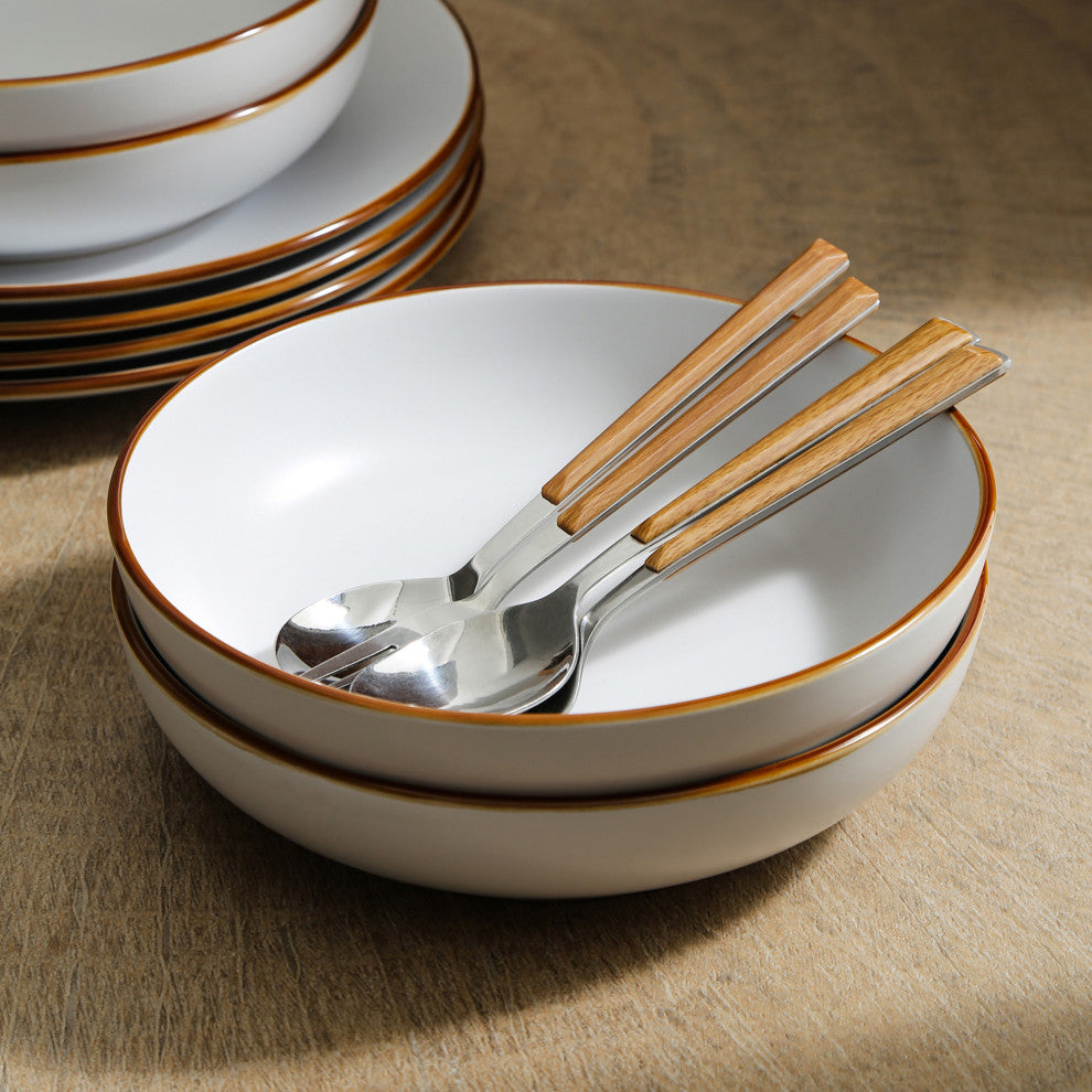 Stone Lain Brasa Stoneware 16 Piece Dinnerware Set, White