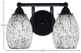 Paramount 2-Light Bath Bar, Matte Black, 5" Black Fusion Glass