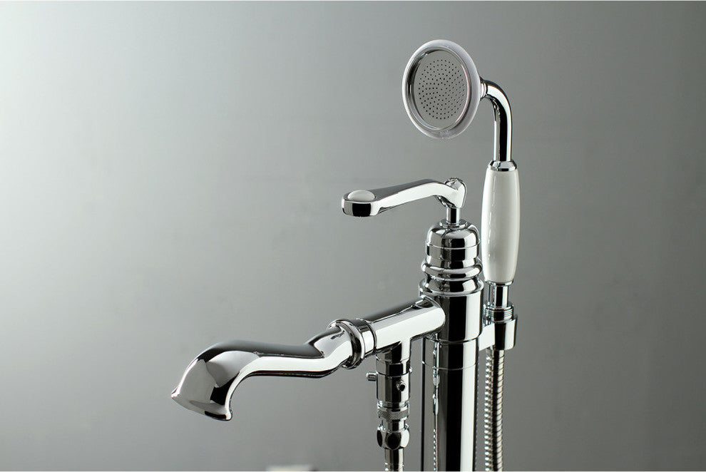 Kingston Brass Freestanding Tub Faucet With Hand Shower, Polished Chrome