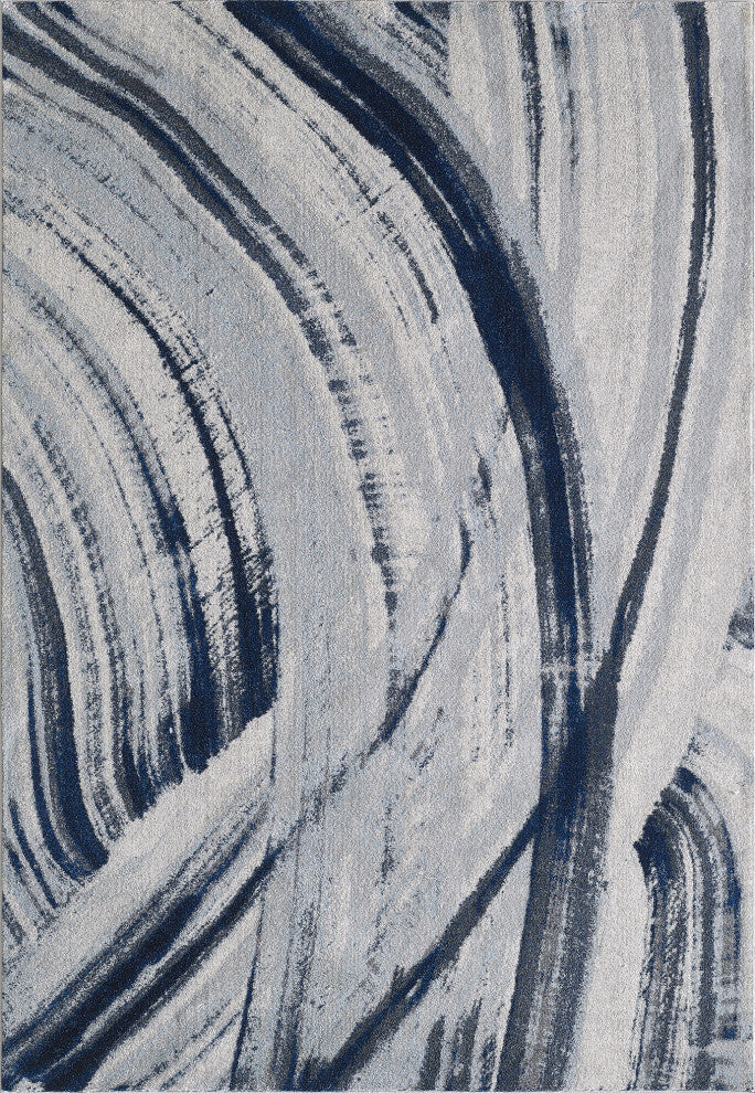 Illusions Elements Abstract Watercolor Area Rug, Ivory/Blue, 7'10 X 10'10