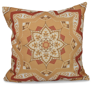 Shawl, Geometric Outdoor Pillow, Gold, 20"x20"
