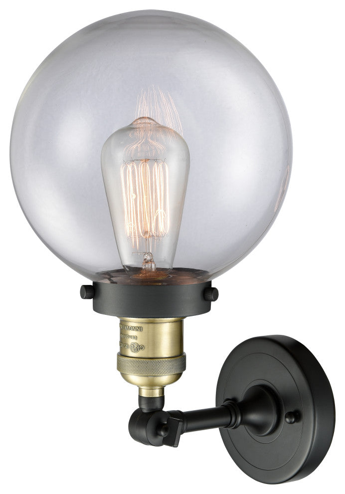1-Light Beacon 8" Sconce, Black Antique Brass, Glass: Clear