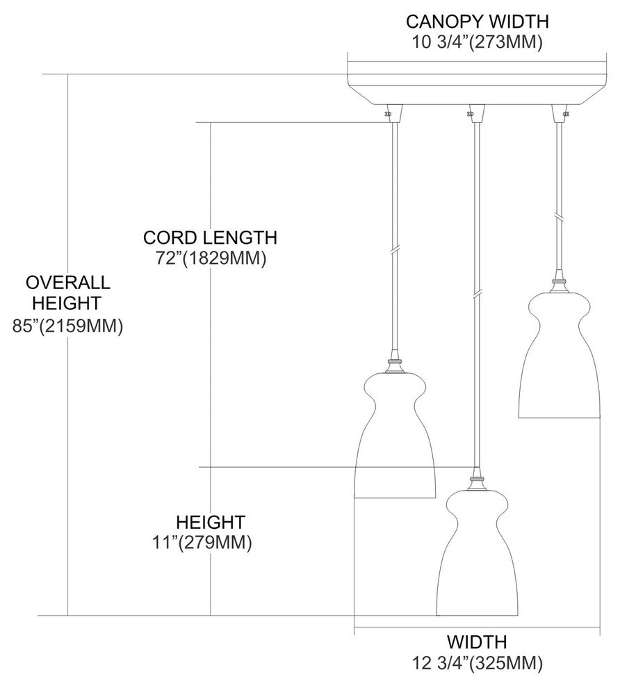 Menlow Park 3-Light Pendant, Polished Chrome