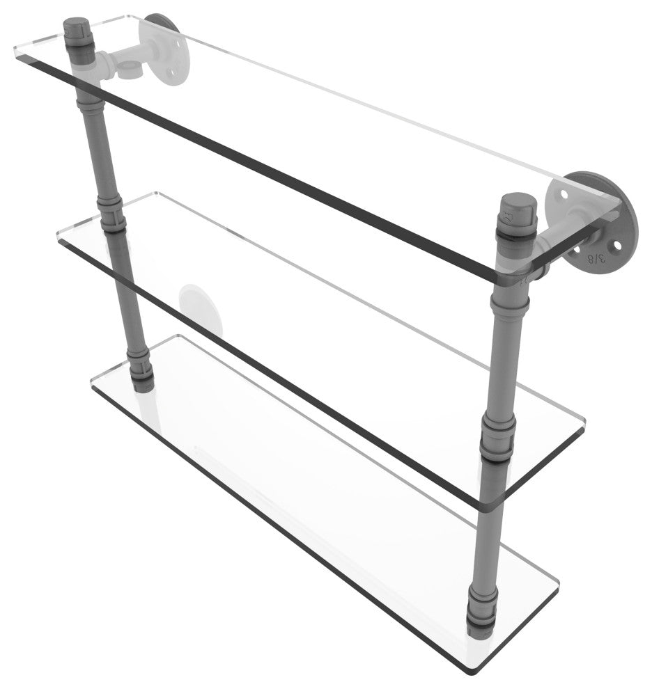 Pipeline Triple Glass Shelf, Matte Gray, 22"