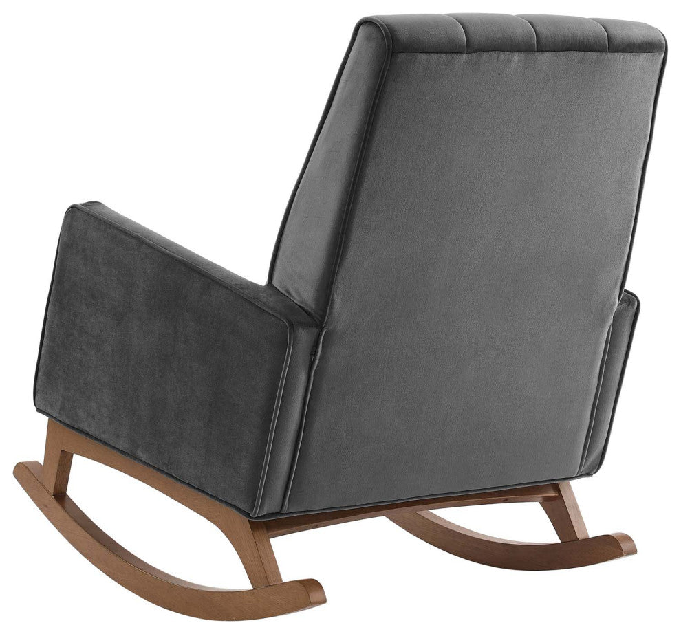 Accent Rocking Chair Armchair, Velvet, Gray, Modern, Lounge Hospitality