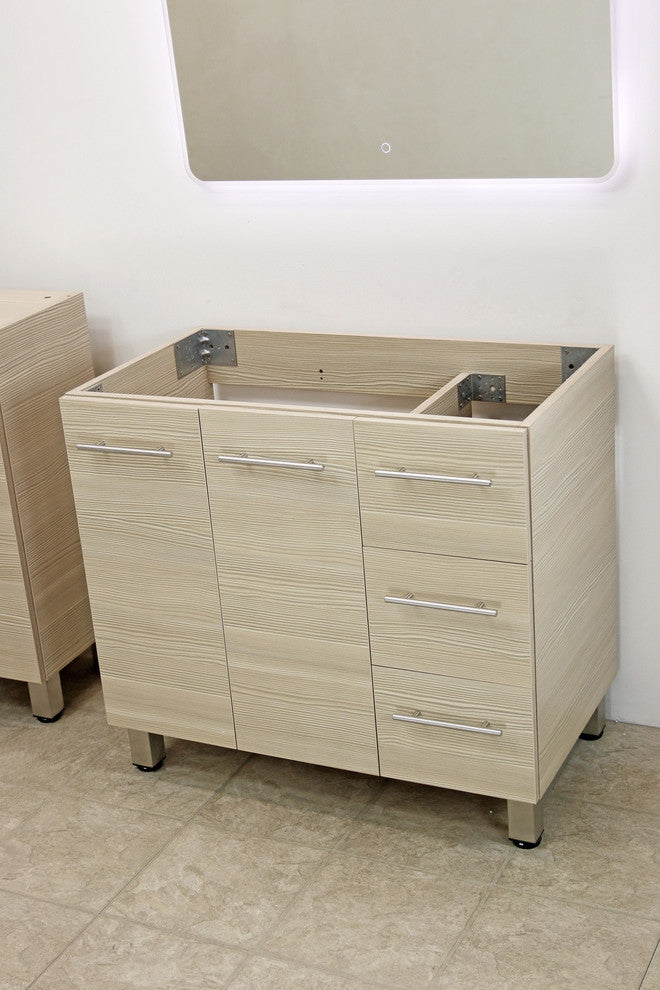 Windbay 36" Free Standing Vanity, Tan, White Integrated Sink and Countertop