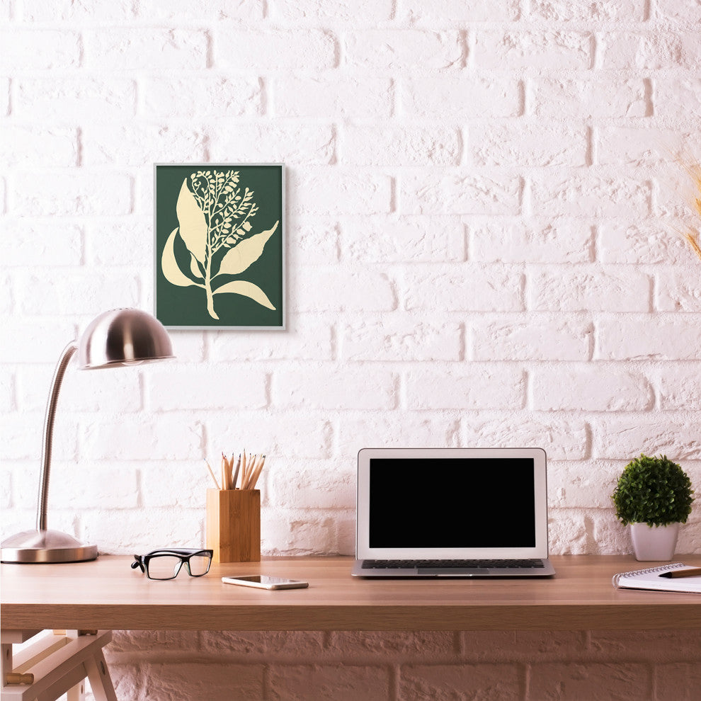 Plant Silhouette Green Yellow Design, 11"x14"