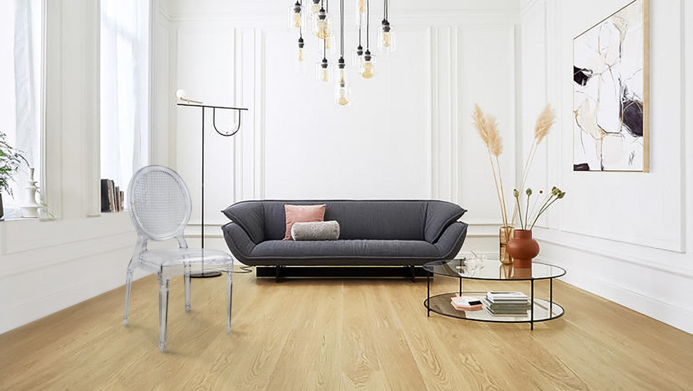 Side Dining Room Chairs, Accent Seat Lounge Armless Chairs, Set of 2, Clear