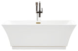 Freestanding Acrylic Bathtub, White/Titanium Gold, S, 59"