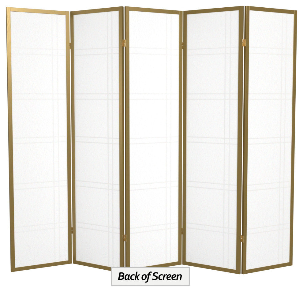 6' Tall Double Cross Shoji Screen, Special Edition, Gold, 5 Panels