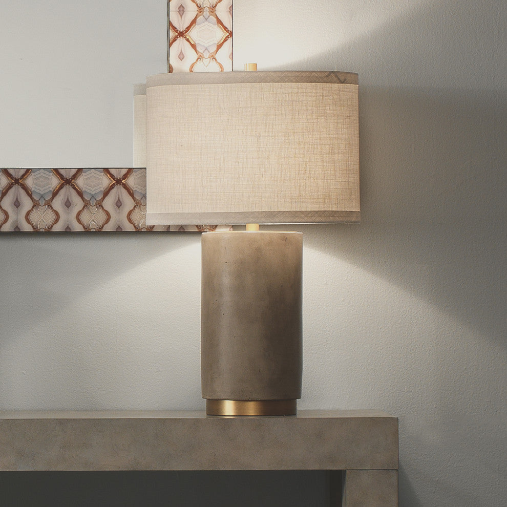Mortar Table Lamp, Cement and Brass