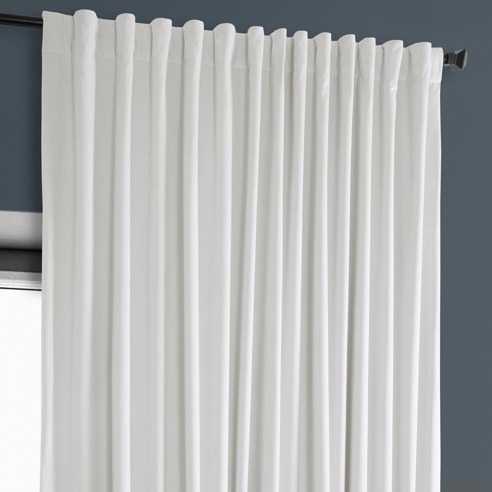 Heritage Plush Velvet Extrawide Curtain Single Panel, Pillow White, 100"w X 108"l