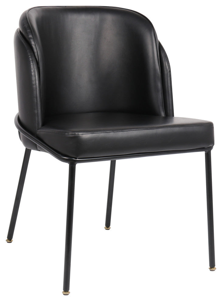 Jagger Vegan Leather Upholstered Dining Chair, Set of 2, Black, Matte Black Finish