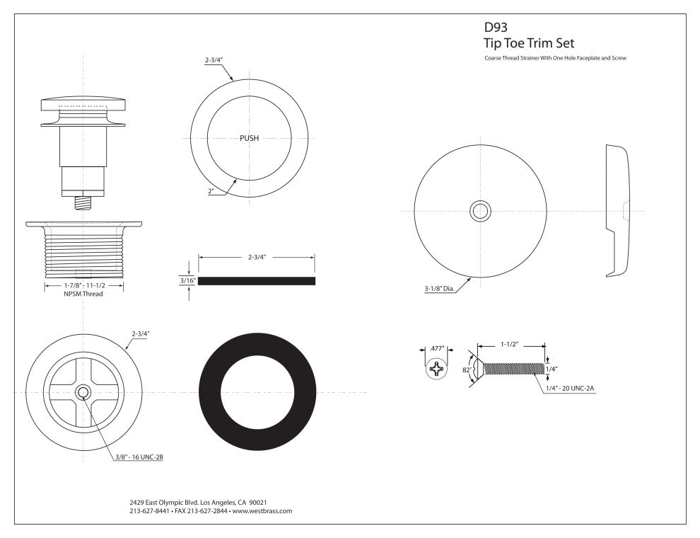 Tip Toe Tub Trim Set With One-Hole Overflow Faceplate In Satin Nickel