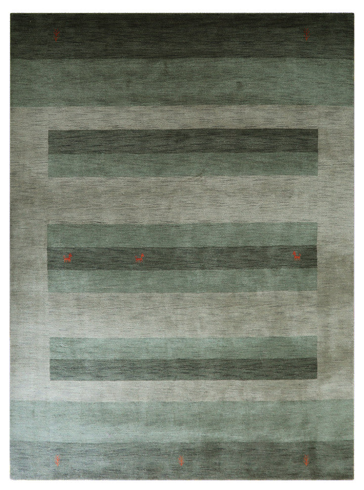 HAND KNOTTED LOOM WOOL ECO-FRIENDLY AREA RUGS - Rectangle, Green, Contemporary