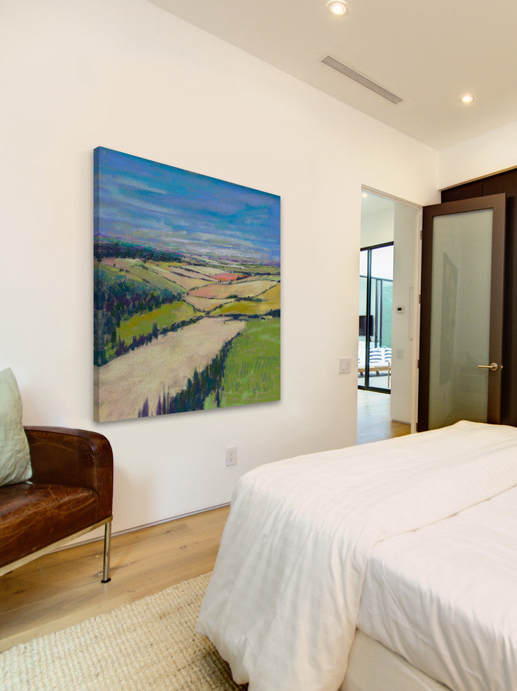 "Patchwork Fields XII" Painting Print on Wrapped Canvas, 24x24