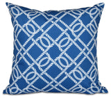 Know The Ropes, Geometric Print Pillow, Blue, 26"x26"