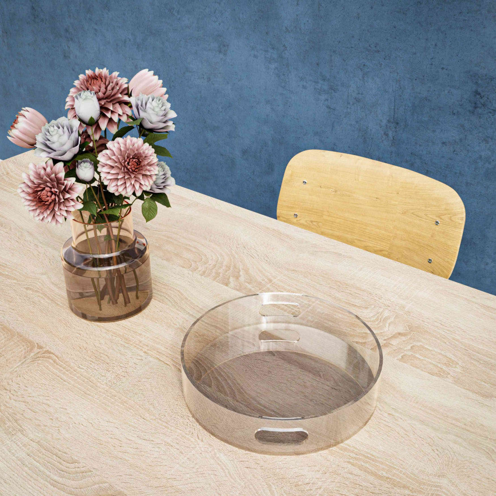 Cortesi Home Pyrite Acrylic Round Tray With Handles, 12"