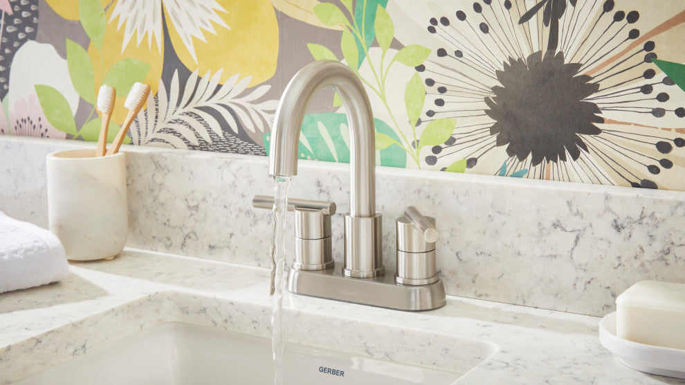 Parma 2H Centerset Bath Faucet, Metal Touch Down Drain 1.2gpm, Brushed Nickel
