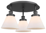 Cone-3 Light 20" Flush Mount-Matte Black, Matte White Glass Shade