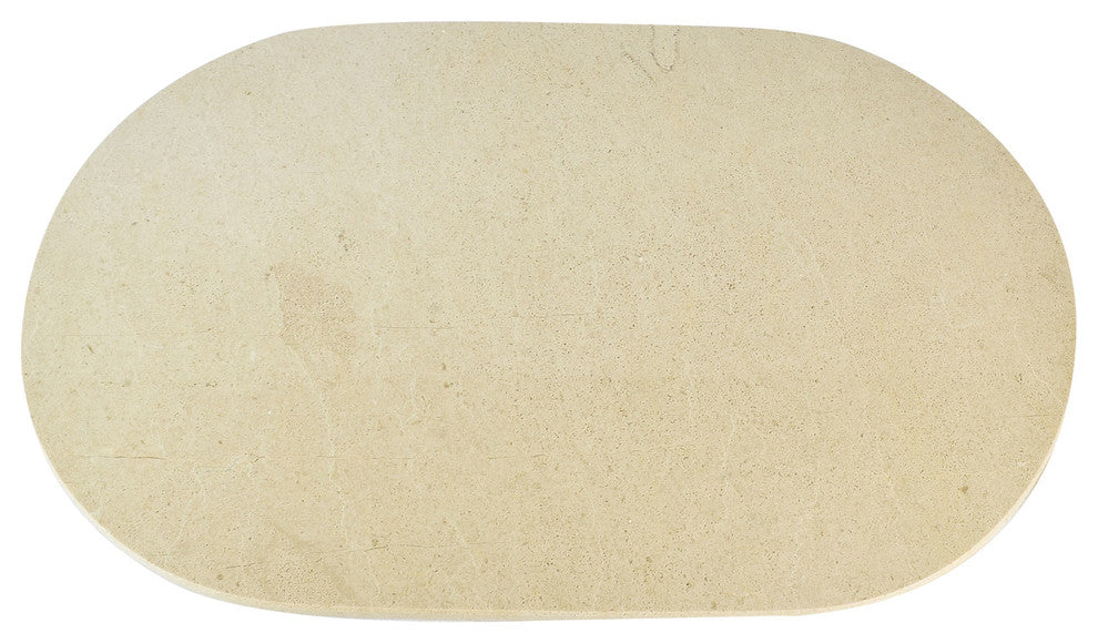 Polished Marble Table Place Mat Khuzda, Oval Shaped With Desert Sand Finish