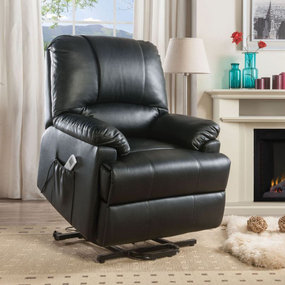 Black PU Upholstered Recliner With Power Lift and Massage