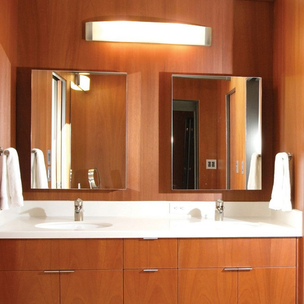 Algiers LED Vanity, Linen Acrylic Shade, Satin Nickel, 37"