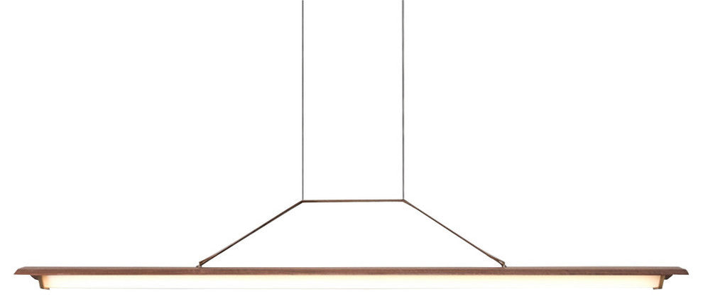 Penna 64 LED Pendant, Brushed Brass/Dark Stained Walnut, 120v