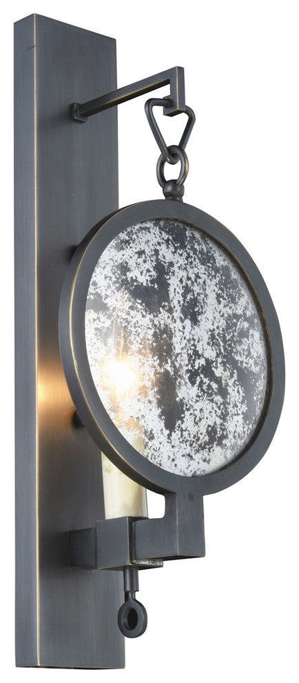 Twilight 1-Light Wall Sconce, Bronze, Crackle Glass