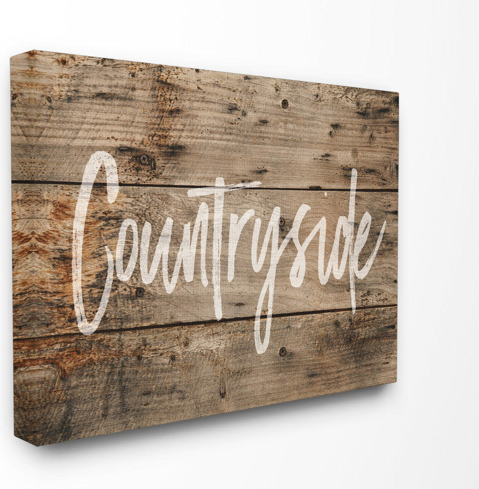 Countryside Distressed Plank Wood Look, 30"x40", Stretched Canvas Wall Art