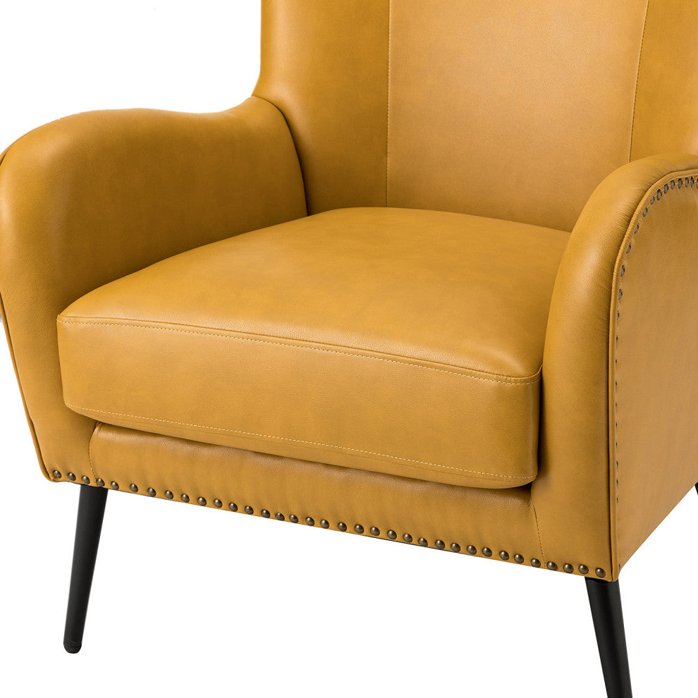 39" Comfy Living Room Armchair With Special Arms, Yellow