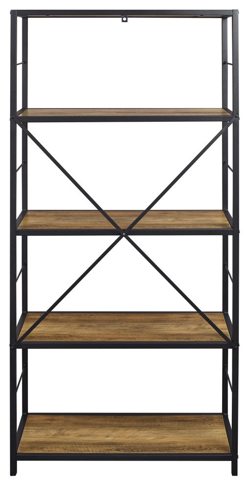 63" Rustic Industrial Bookcase - Rustic Oak