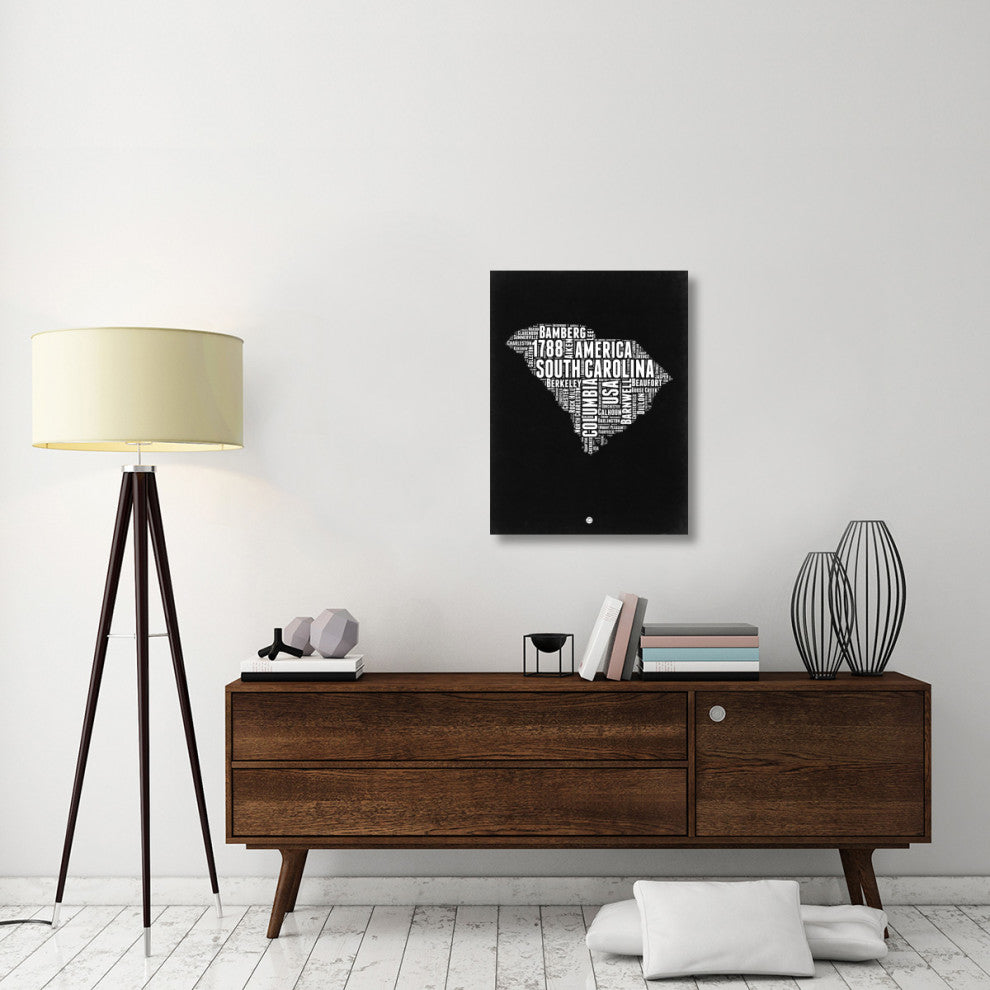 "South Carolina Black and White Map" Fine Art Print