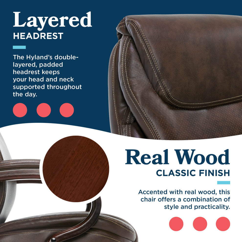 La-Z-Boy Hyland Executive Office Chair with AIR Lumbar Technology Mahogany Brown