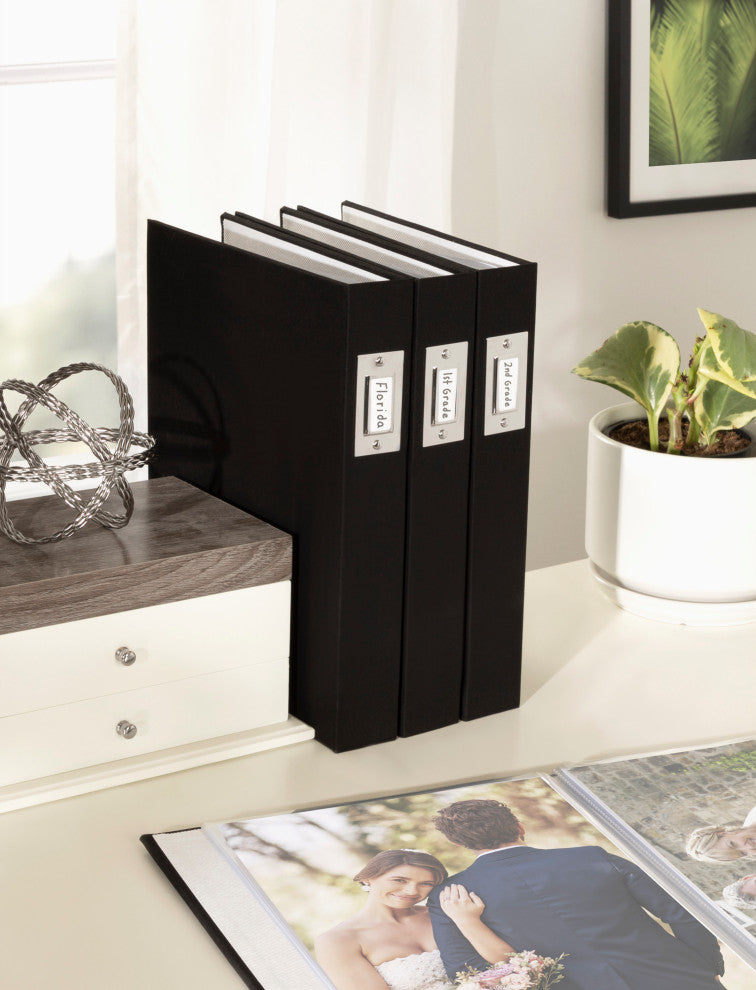 Cydney Set of 4 Fabric Photo Albums, Black 40 Photos