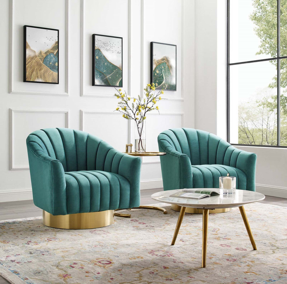 Accent Chair, Set of 2, Velvet, Metal, Teal Blue, Modern, Lounge Hospitality