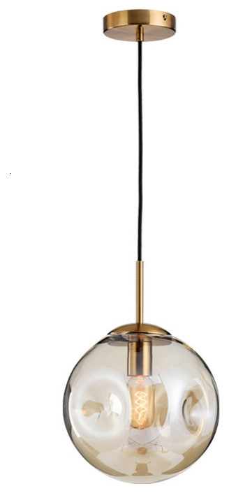 Loft Champagne/Grey Glass Ball LED Pendant Lamp For Restaurant, Lobby, Champagne