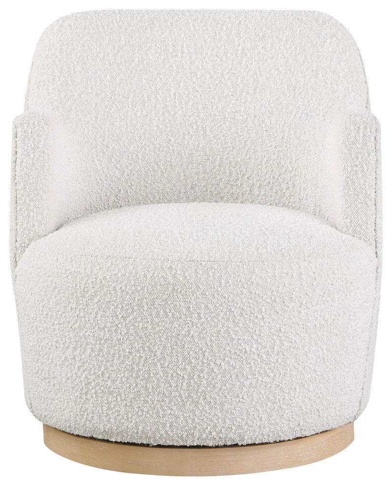 Clarita Swivel Accent Chair, Cream, Boucle Fabric