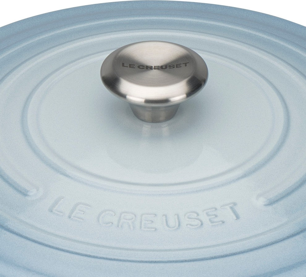 Le Creuset Signature Cast Iron Round Casserole, 22 cm, Coastal Blue