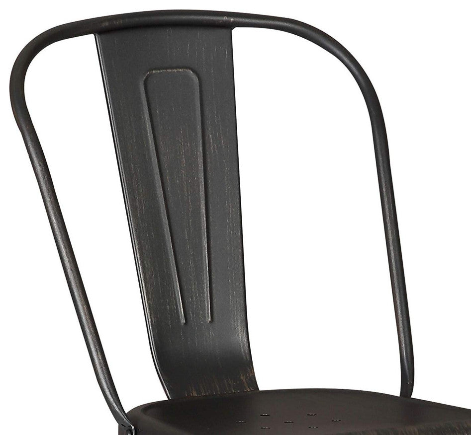 HomeRoots 18" Black Distressed Metal Dining Chair With Back in a Set of 2