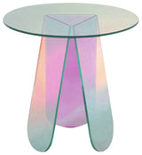 Clear Acrylic End Table Round Side Table Modern Accent Table Iridescent