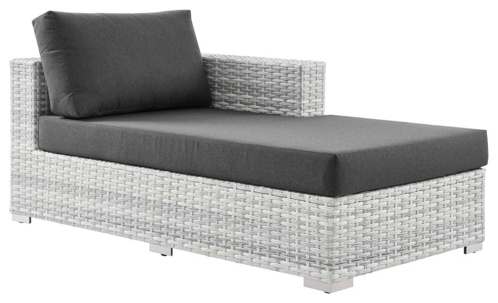Lounge Chair Chaise, Rattan, Wicker, Gray, Modern, Outdoor Patio Bistro