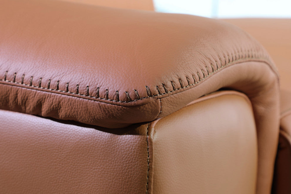 Federico 5-Piece L-Shaped Top Grain Italian Leather Sectional, Camel