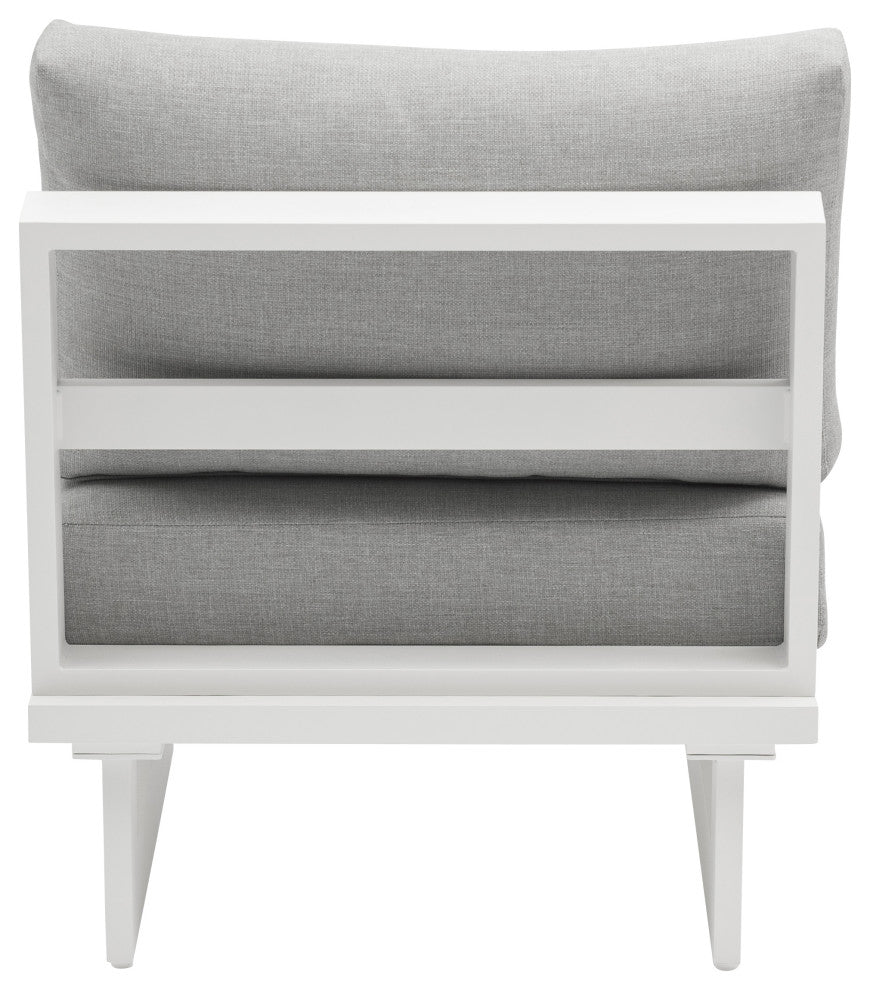 Maldives Outdoor Patio Armless Chair, Grey, White Frame