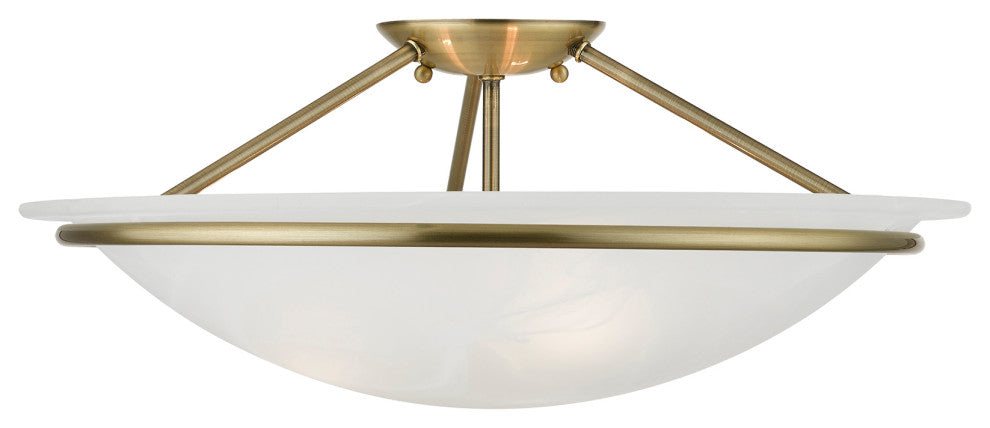 Livex Lighting Antique Brass 3-Light Large Semi-Flush