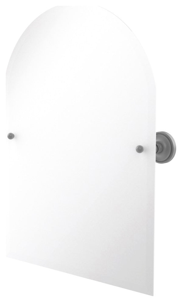 Frameless Arched Top Beveled Edge Tilt Mirror, Matte Gray